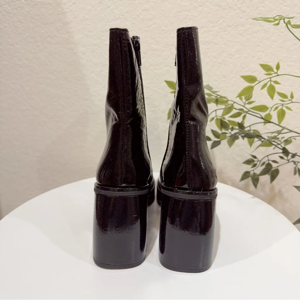 Free People Ruby Shine Platform Leather Ankle Heeled Boots Size 38 NIB - Image 5