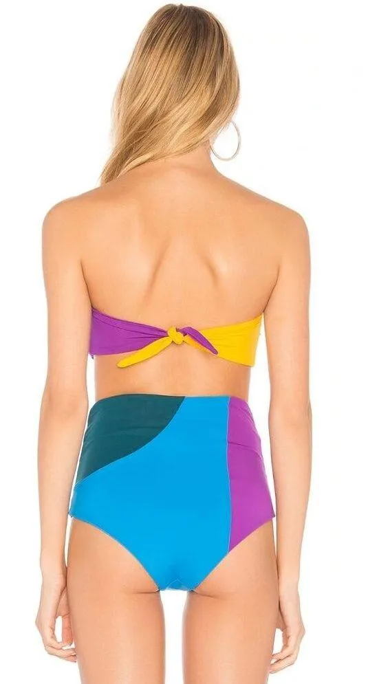 NWT Mara Hoffman Abigail Bikini Top Ivory Multi Tie Back Swim Beach Size S - Image 2