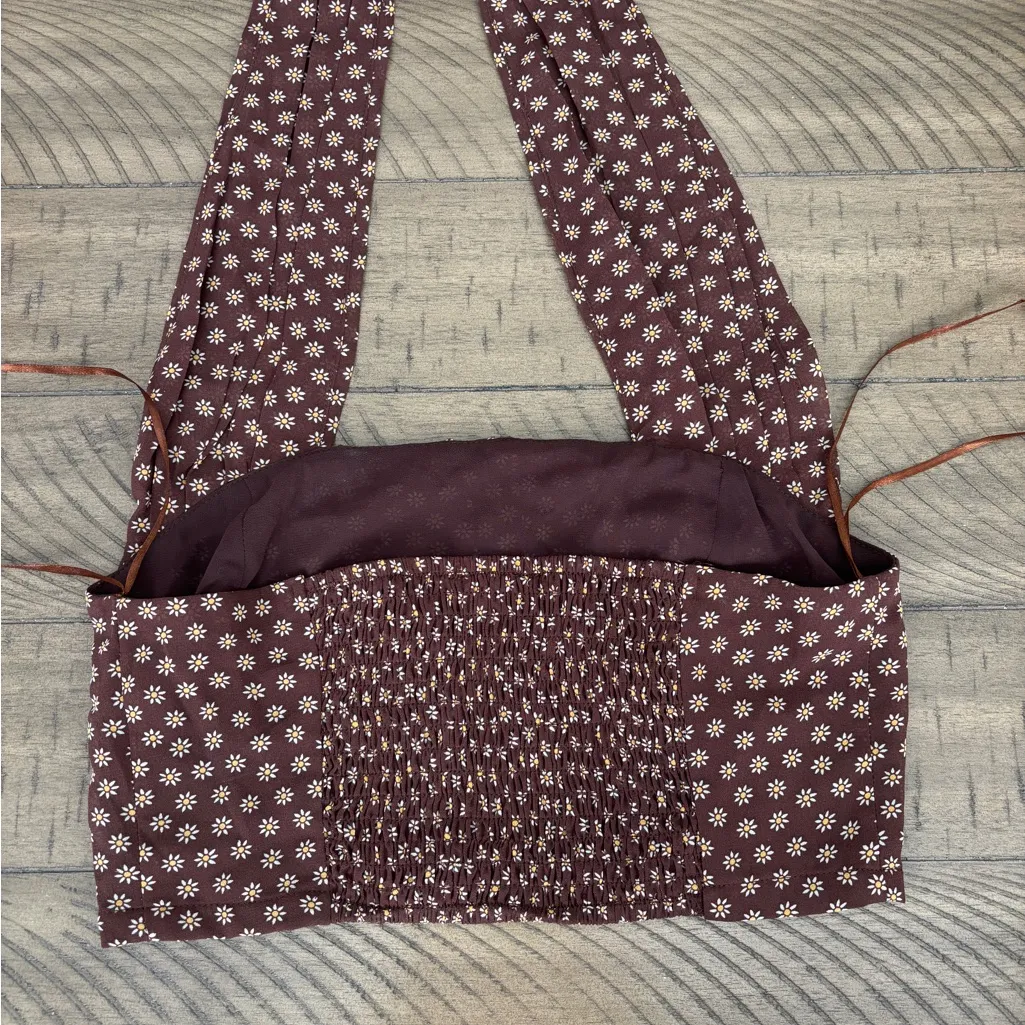 Elegant Brown Polka Dot Halter Top - Image 4