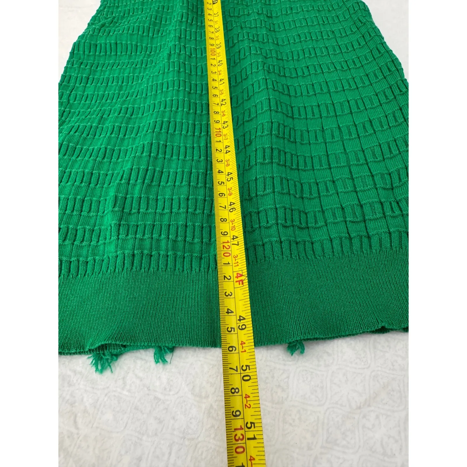 Green Knit Midi Dress Button Down Short Sleeve Fringe Trim Size‎ S/M stretchy Size M - Image 4