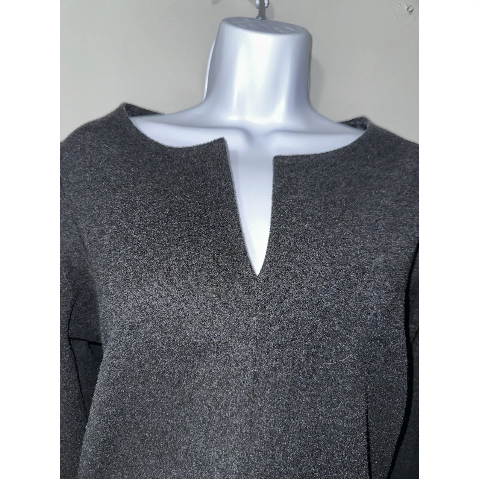 Shop Meg Charcoal Grey Wool‎ Feel V Neck Dress 3/4 Sleeve EUC Size M Gray Size M - Image 2