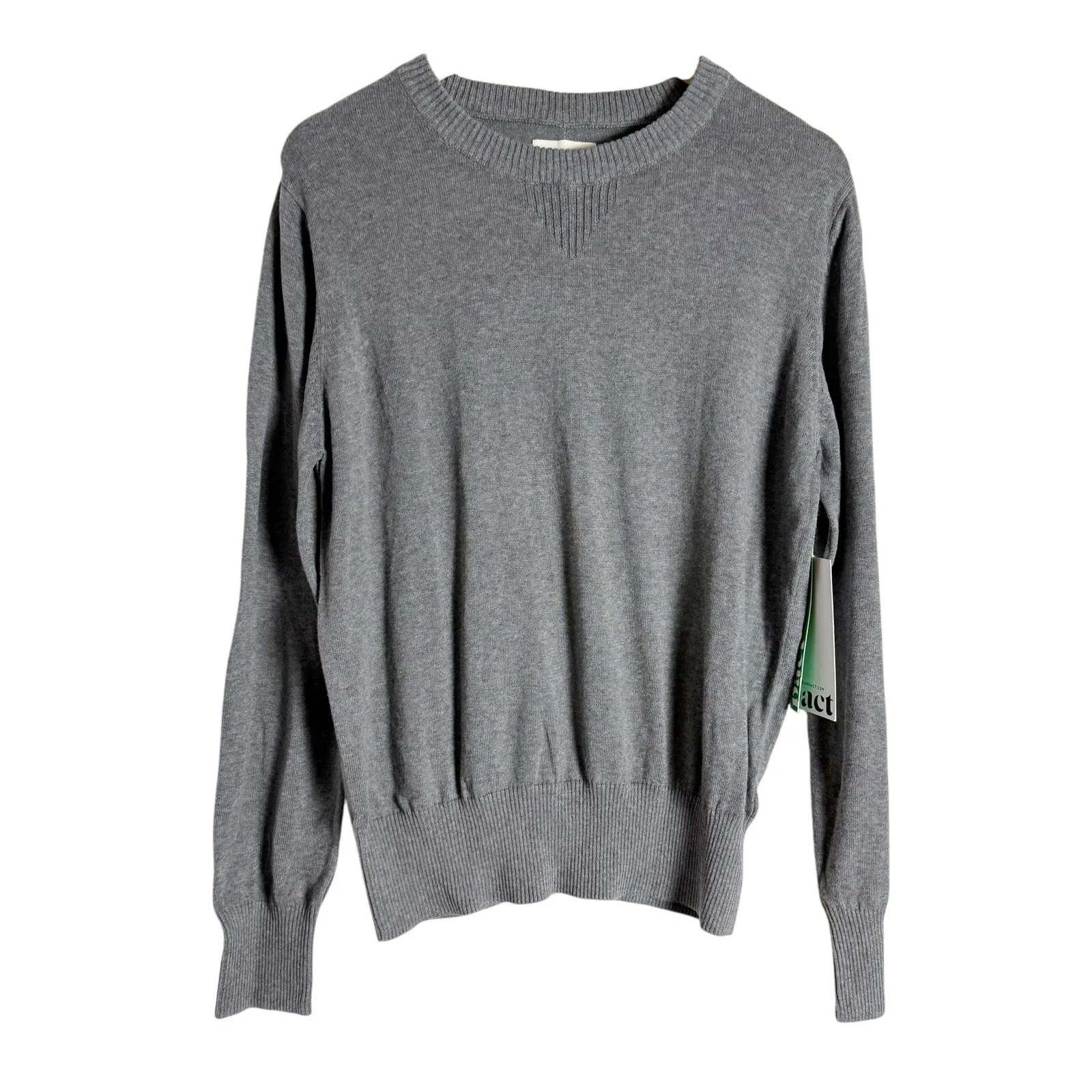 Pact Organic Cotton Gray Crewneck Long Sleeve Sustainable Sweater Size XL - Image 2