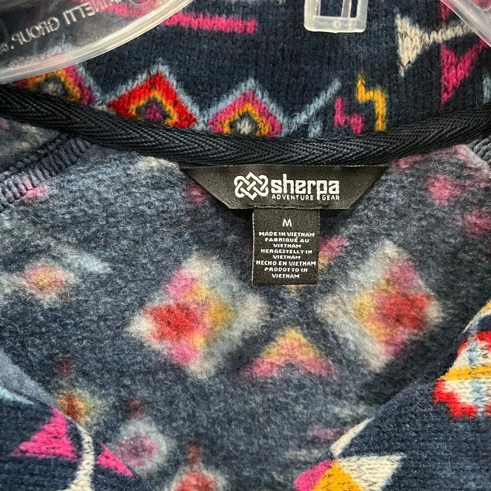 Sherpa Adventure Gear Lumbini Aztec Print Pullover Outdoor Womens Size Medium Blue - Image 2