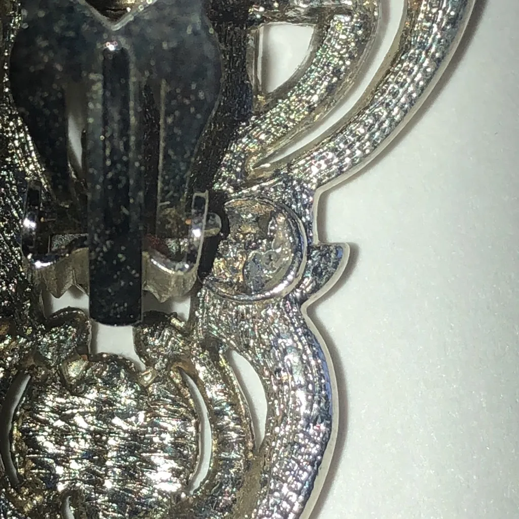 Angel Brand Elegant Silver Tone and Blue Rhinestone Vintage Fashion Earrings - Image 5