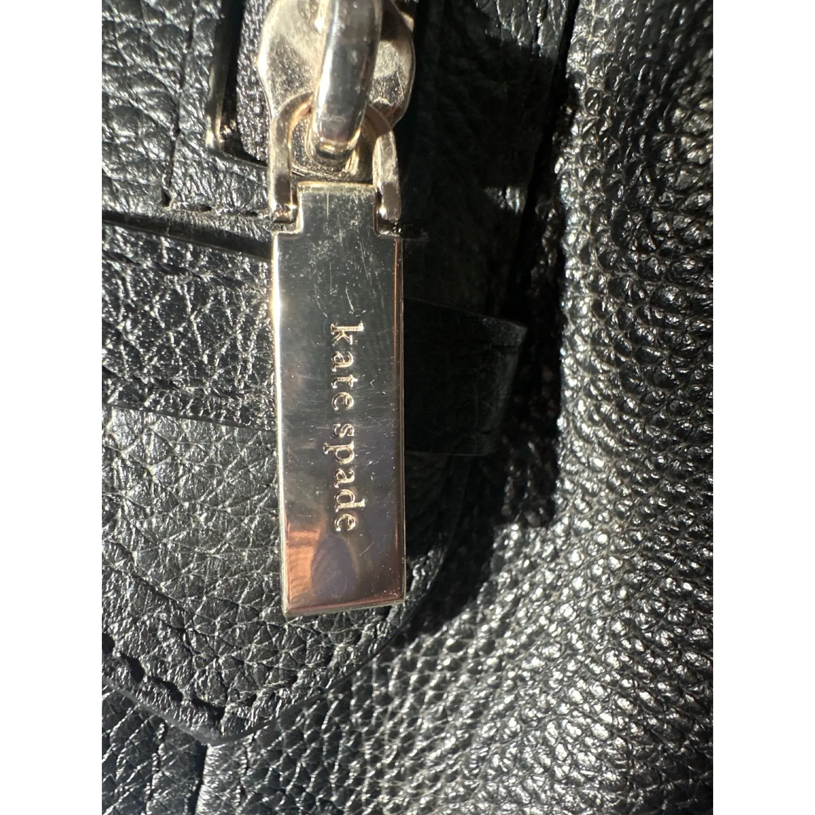 Kate Spade New York Pebble Leather Shoulder Bag Black purse Gold Hardware Leila - Image 13