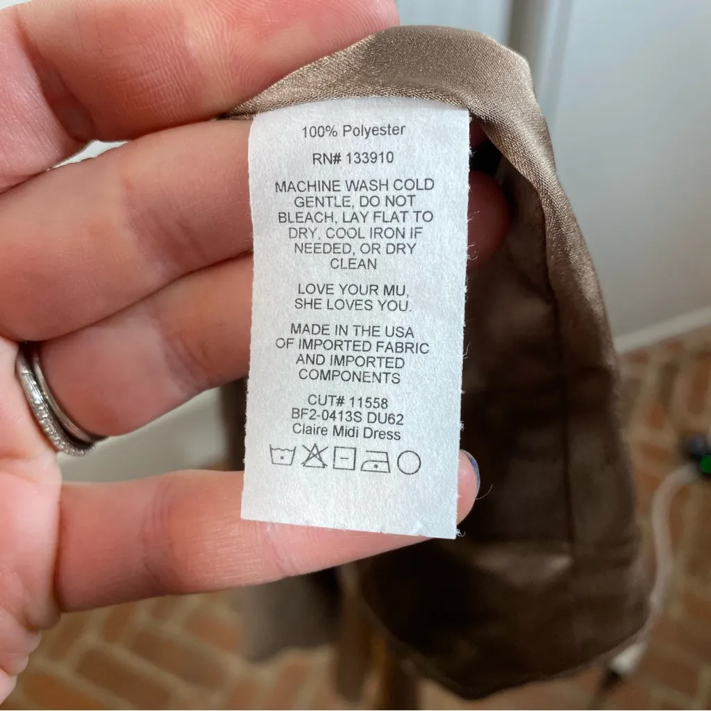 Show Me Your MuMu Claire Midi Dress dune luxe satin size large formal wedding‎ - Image 3