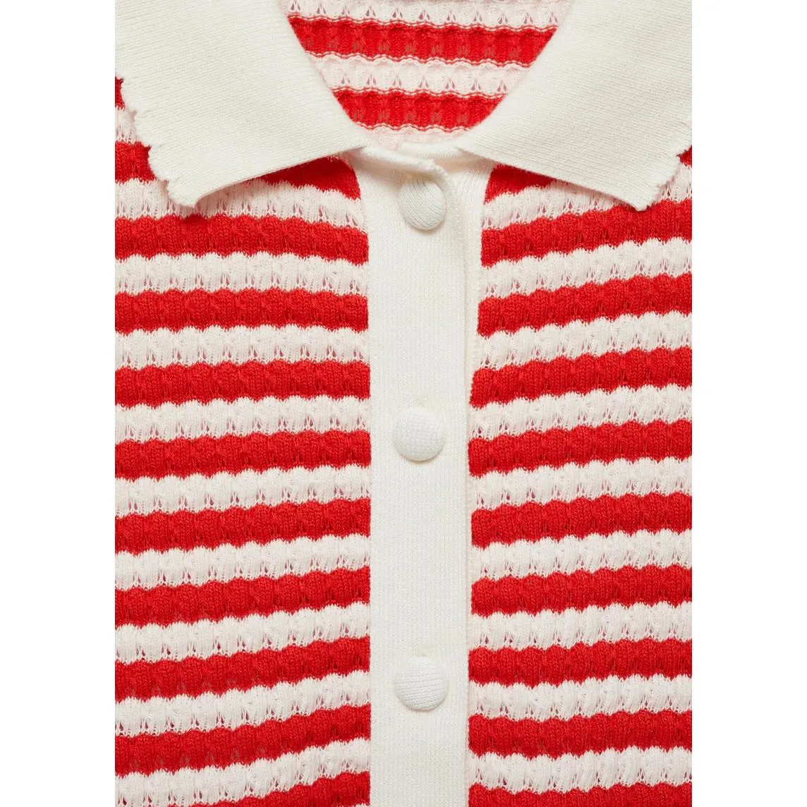 Mango Cotton Blend Combined Knitted T-Shirt Coral Red Stripes NWT Size Small - Image 3