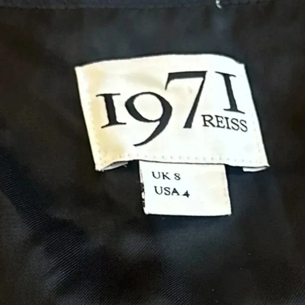 Reiss 1971 Black Silk Shift Dress Floral 3/4 Sleeve Flowy Party Size 4 Women's - Image 12