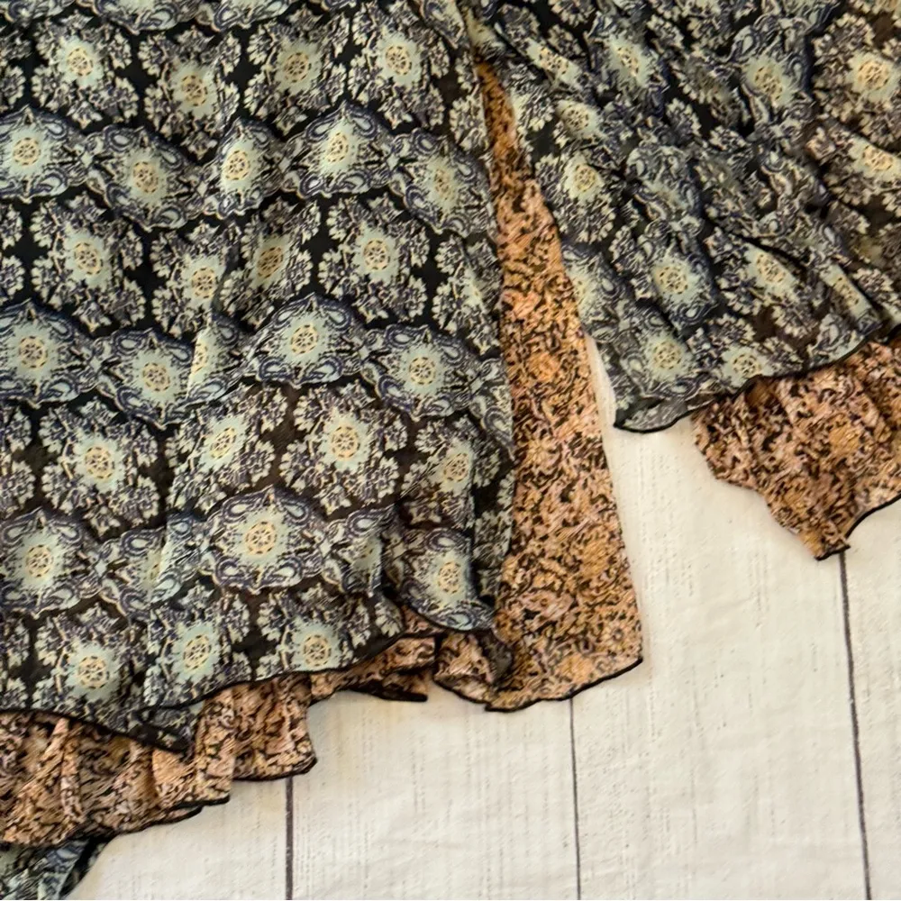 Free People Gabi Tunic Top size small black tan ruffles NEW - Image 3