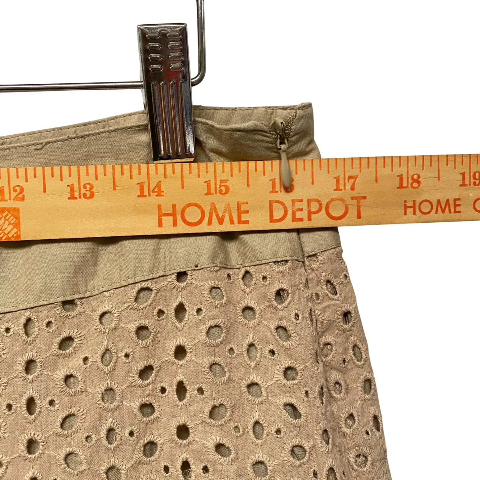 Candies Y2K Tan Eyelet Tiered Ruffle Peasant Boho Junior Skirt 9 Granola Country - Image 2