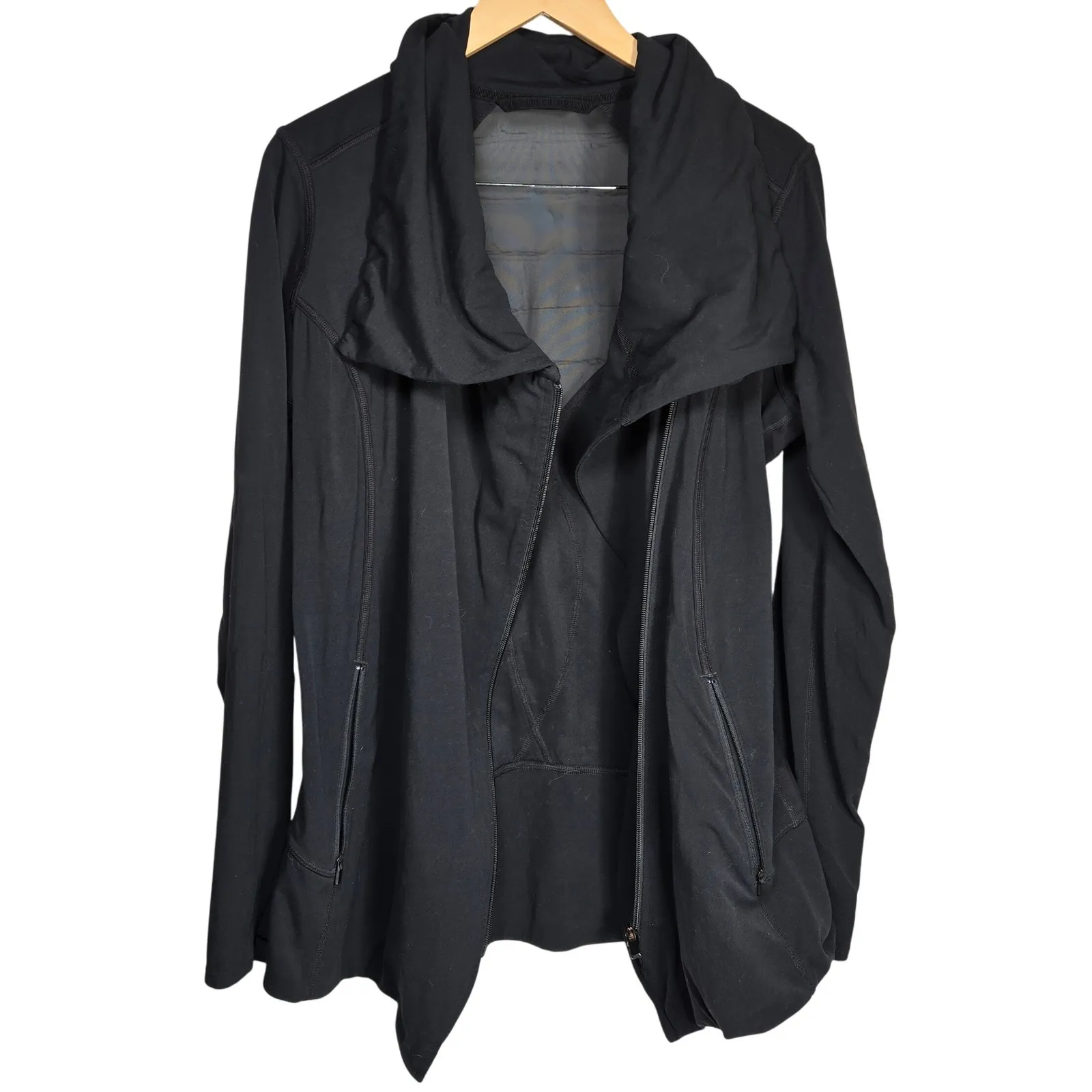 Athleta Black Asymmetrical Zip Collar Blissout Yoga Fitness Jacket  Women Size L - Image 3