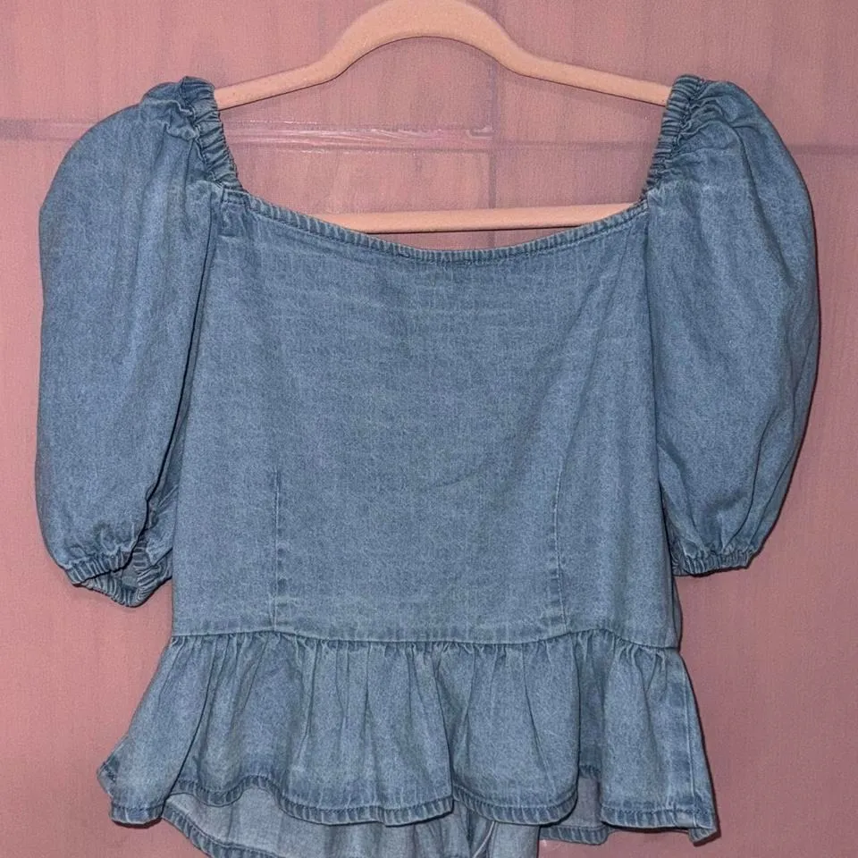 BOOHOO NWT Denim Milkmade Top - Image 5