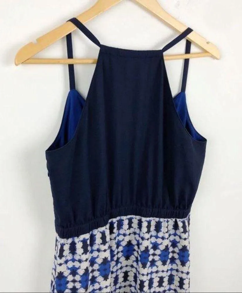 J. Crew Navy Geometric Printed Maxi Dress Long Spaghetti Strap Halter Neck SZ 6 - Image 12