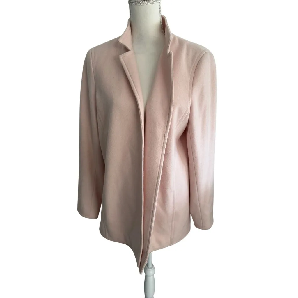 WORTH Women's Light Pink 100% Wool Coat Size Large - Image 4