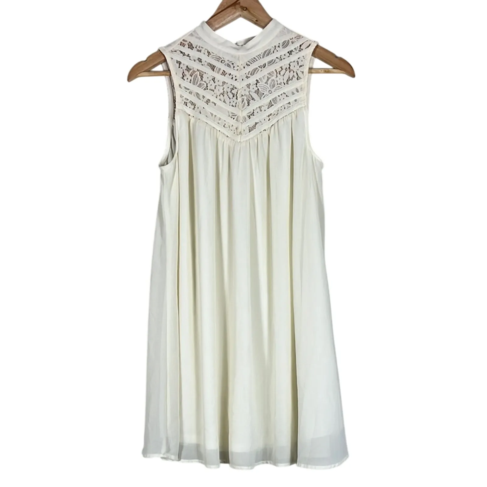 NWT Soulmates Mini Swing Dress Womens M Cream Lace Sleeveless Coastal Cowgirl - Image 2
