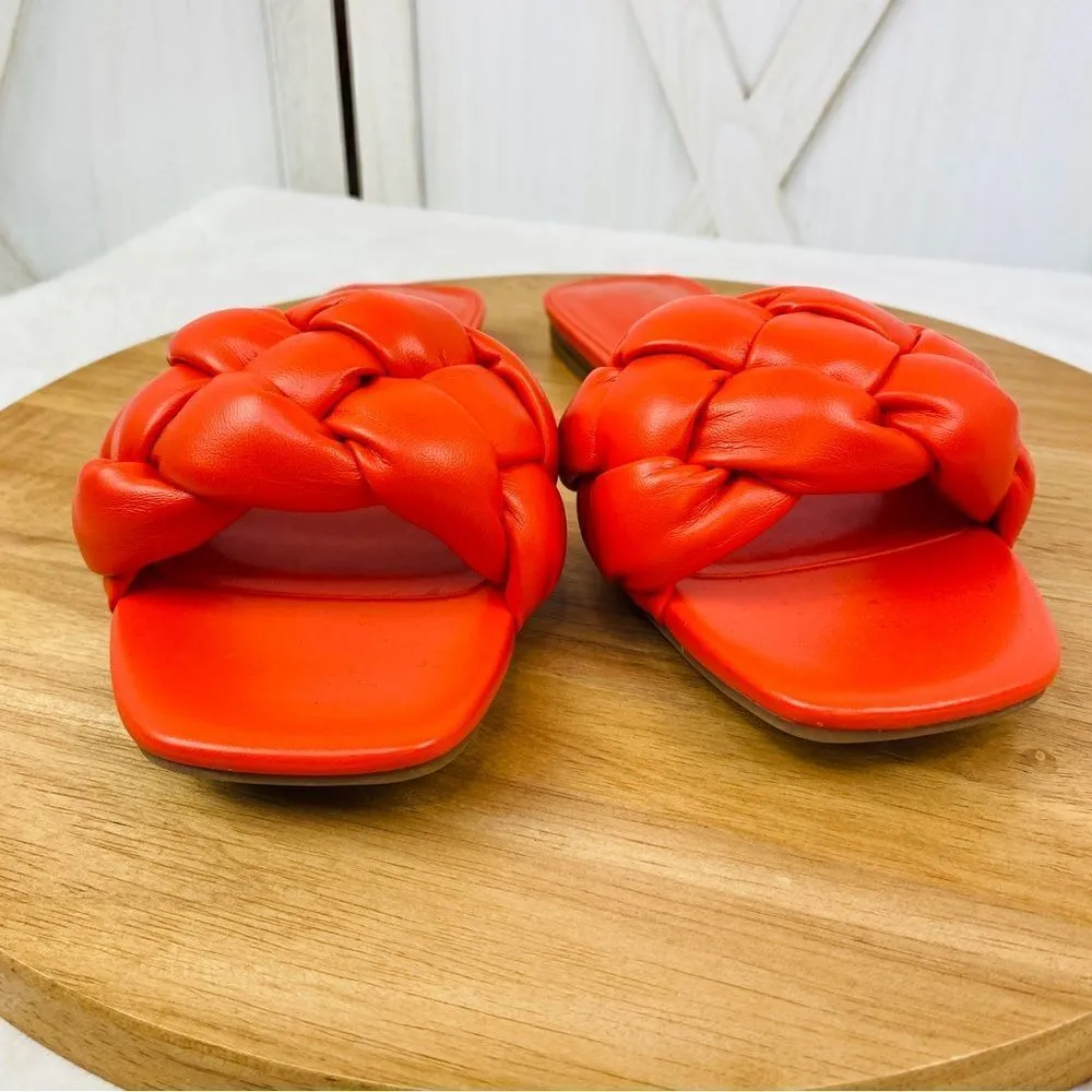 Nine West Sonet Braided‎ Slide Sandal Shoes Orange 9 - Image 5