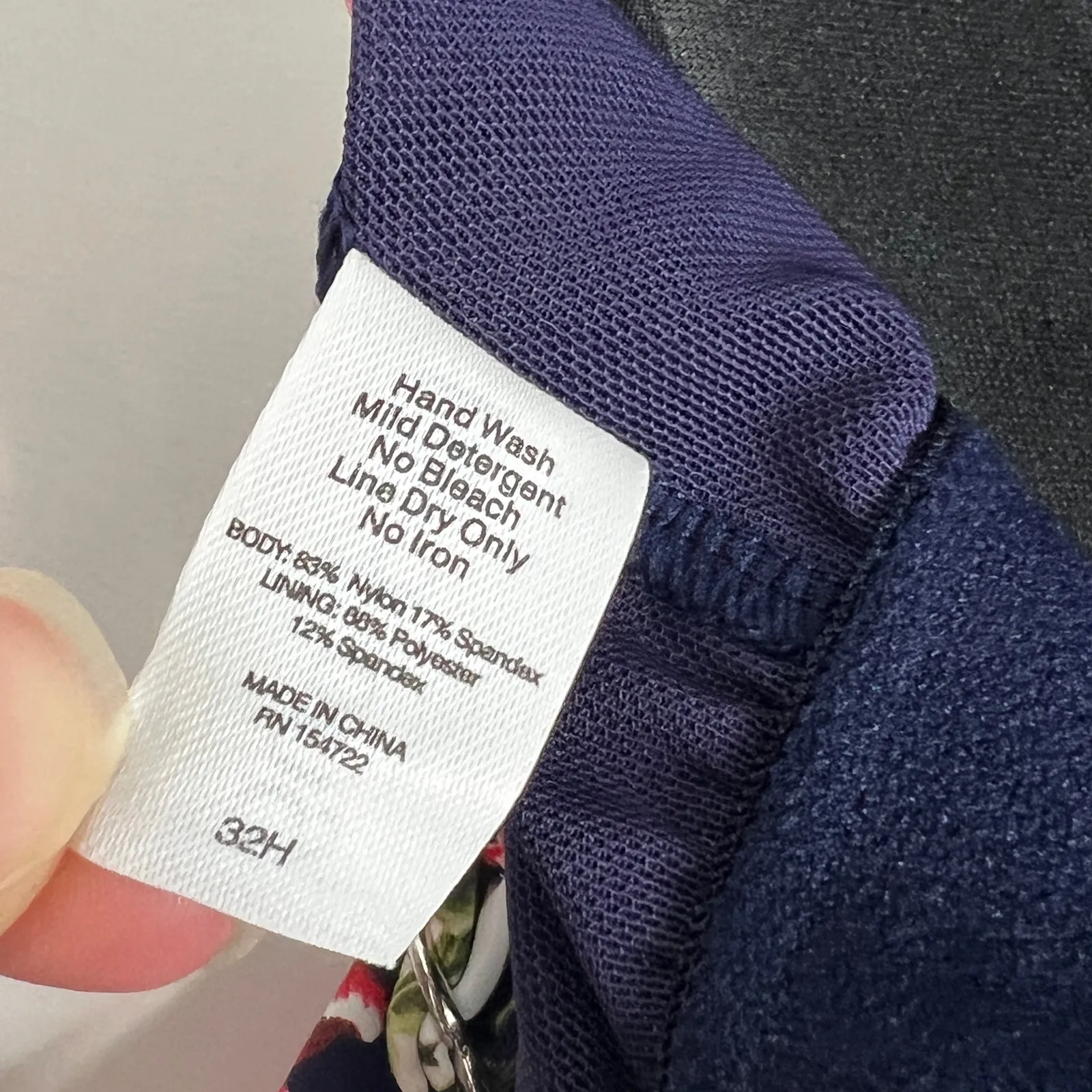 Birdsong Tankini Swim Top 32H Underwire Skirt Bottoms Medium Blue Floral - Image 8