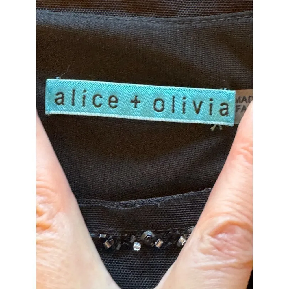 Alice + Olivia Black Beaded Jeweled Scoop Neck Short Sleeve Mini Dress Size S‎ - Image 10