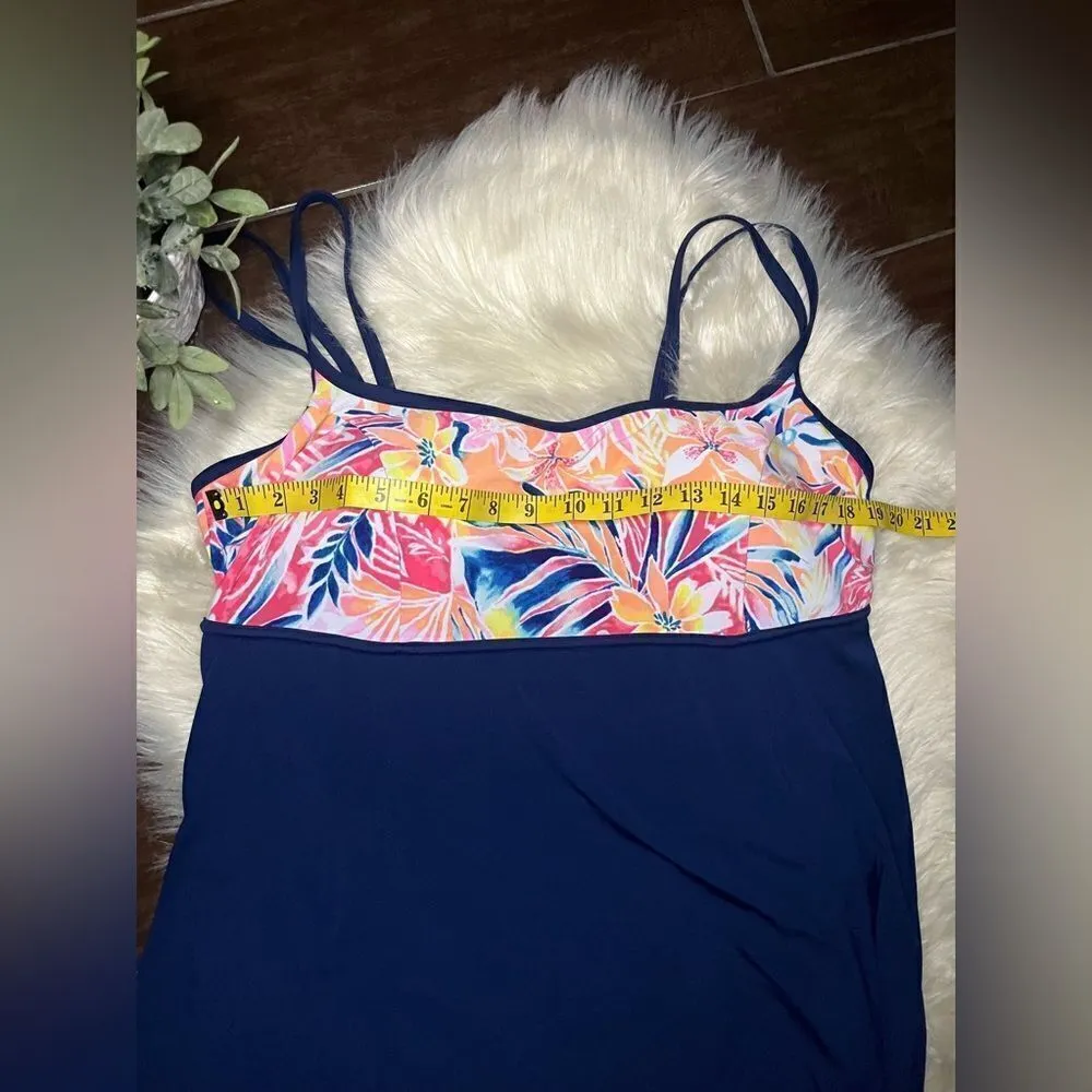 Sonnet Shores floral and Navy blue swim dress sz 20W - Image 9