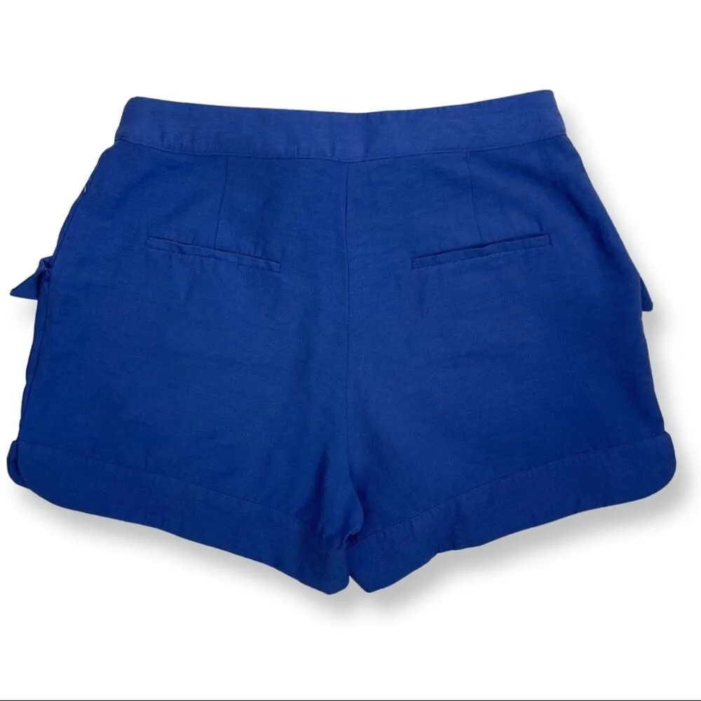 CeCe Paper Bag Shorts Relaxed Fit Pull On Elastic Tie Waist Pockets Blue Size 6 - Image 4