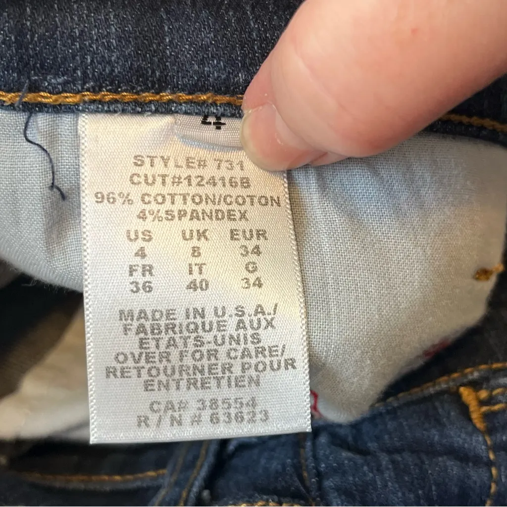 NYDJ Womens Size 4 Blue Dark Wash Denim Jeans Straight‎ Tummy Tuck Five Pockets - Image 3