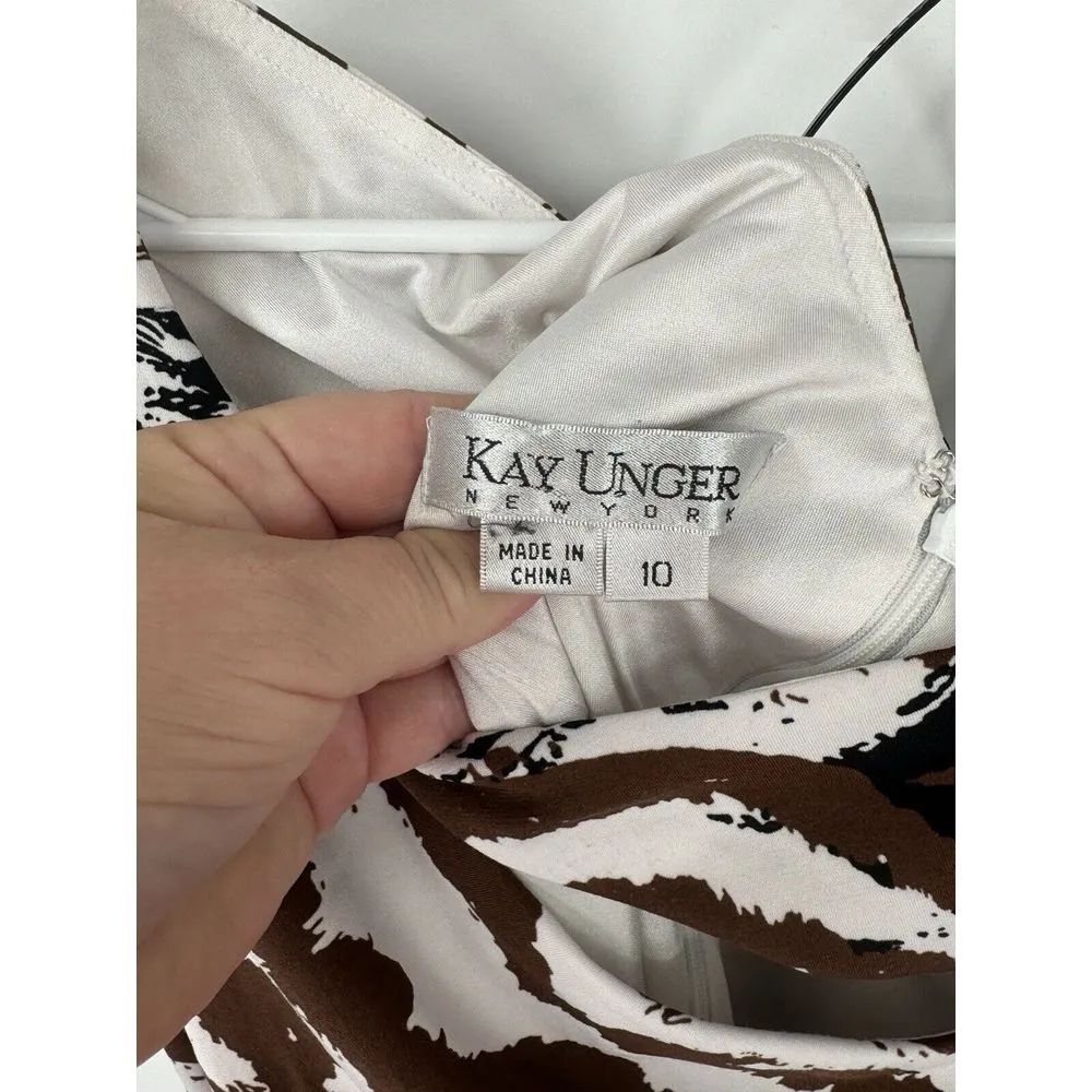 Kay Unger Zebra Print Sheath Dress Womens Size 10 Ruched Cut Out‎ Chest Lined - Image 5