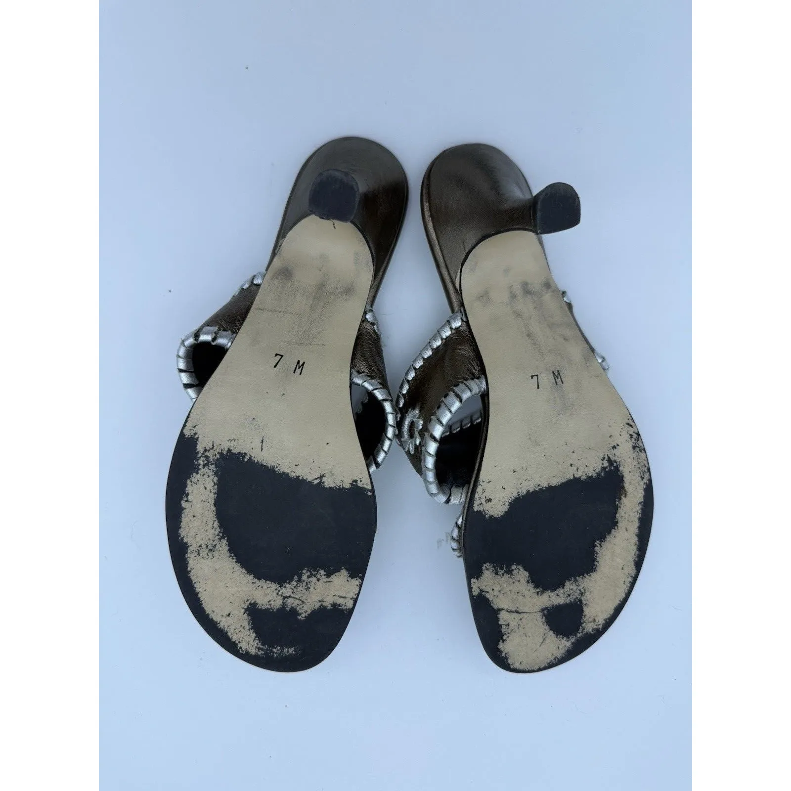 Jack Rogers 3" Heeled Thong Sandals Womens 7 Bronze Medallion Travel Vacation - Image 6