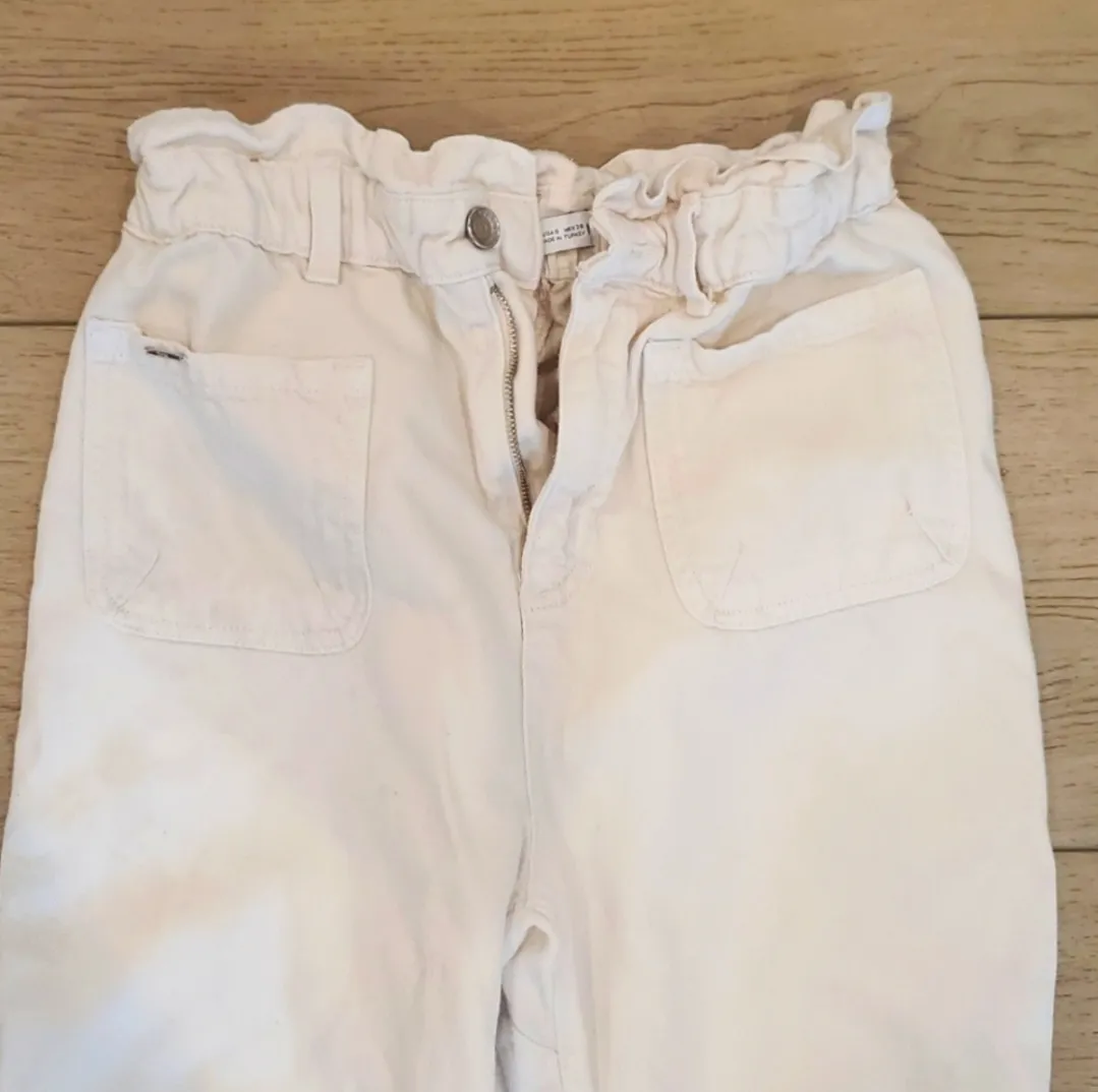 ZARA  White Paperbag High Rise Denim - Image 5