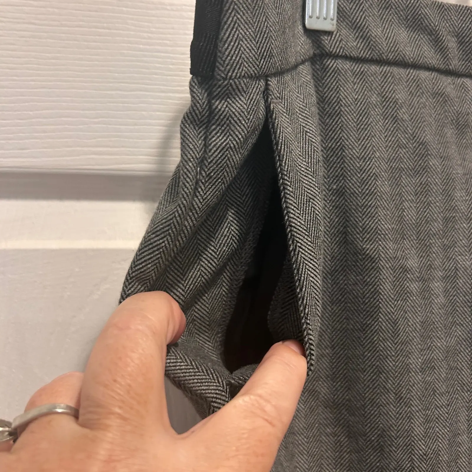 Zara B‎ Gray Herringbone Ankle Dress Pants Women's XL Career Professional - Image 3