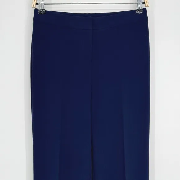 St. John Wide Leg Dress Pants Size 2 Navy‎ Blue Creased Front Classic Minimalist - Image 3