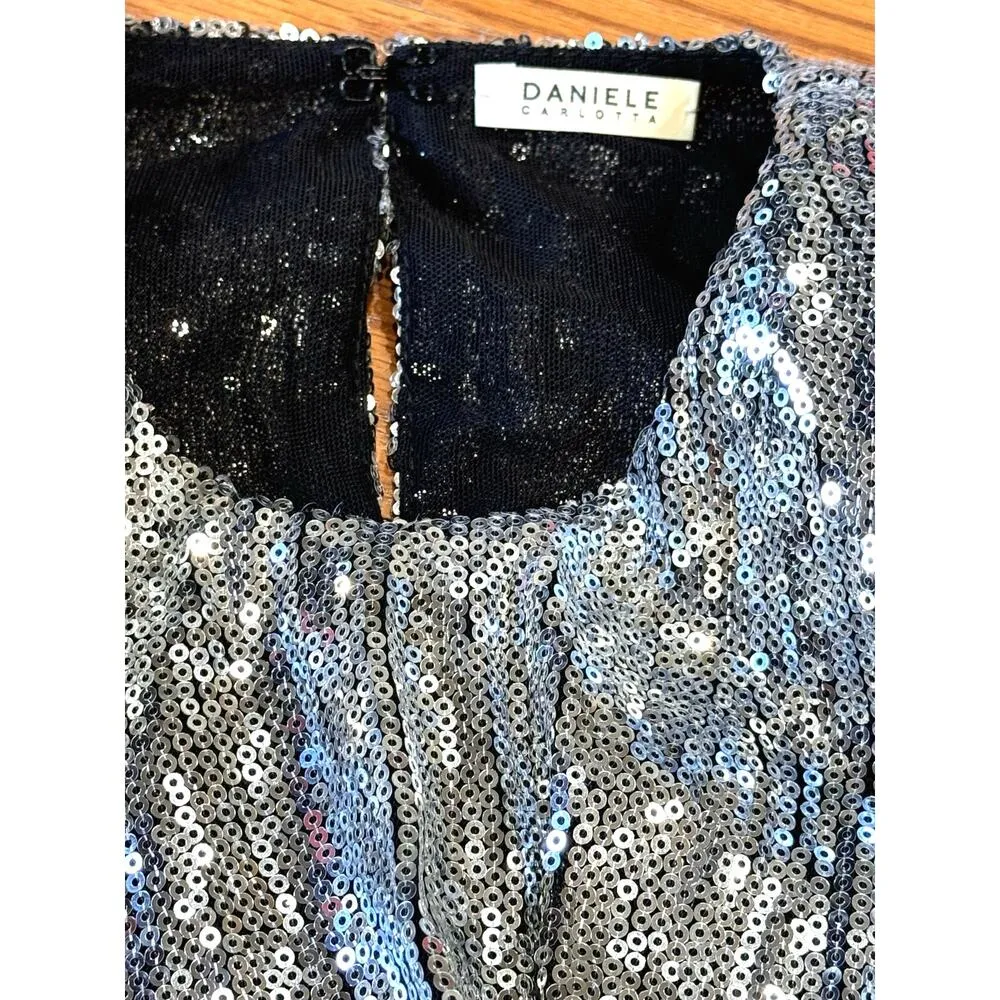 DANIELE CARLOTTA Sequin Crop Top in silver size 38 - Image 5