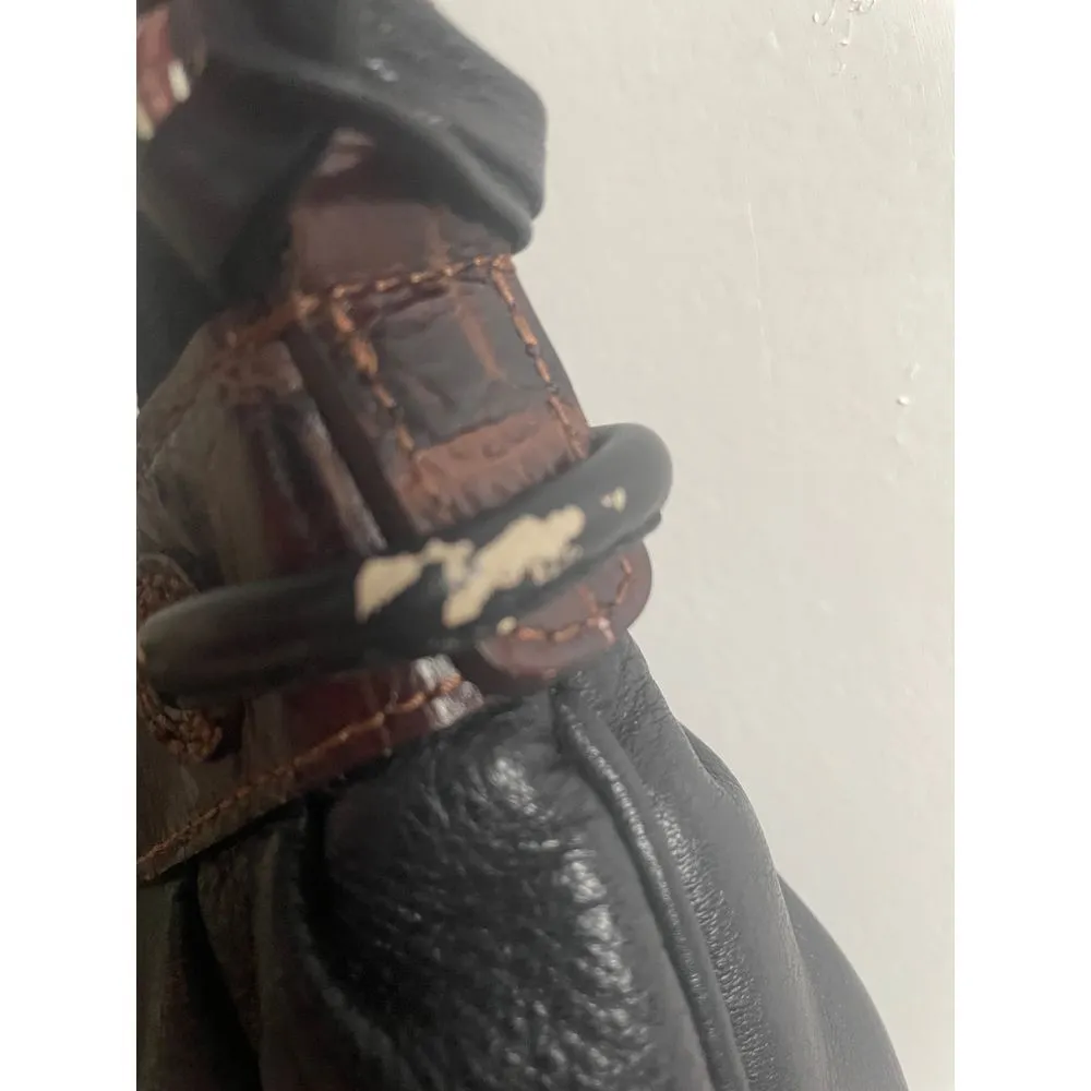 Brighton‎ Black Leather Hobo Bag with Brown Croc Trim & Silver Hardware - Image 5