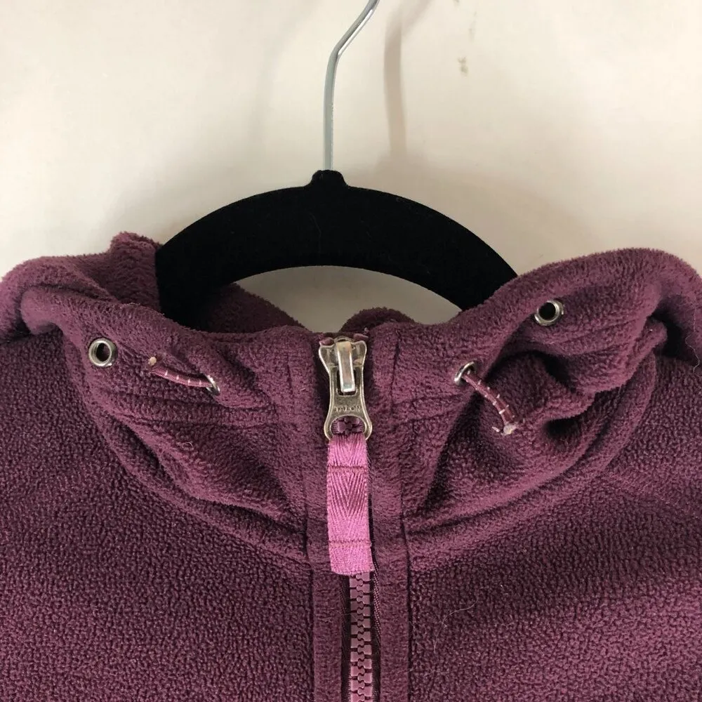 Lands End Womens Fleece Jacket Cinch Waist Full Zip Pockets Purple XS - Image 2