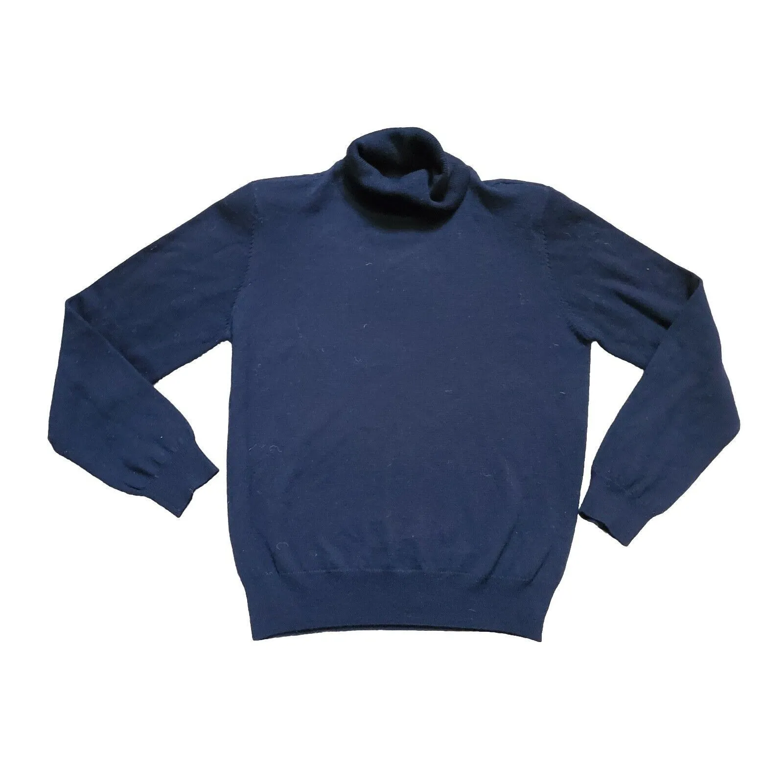 VTG Liz Claiborne Sweater Women Small Petite Knit Pullover Turtleneck Wool Navy - Image 2