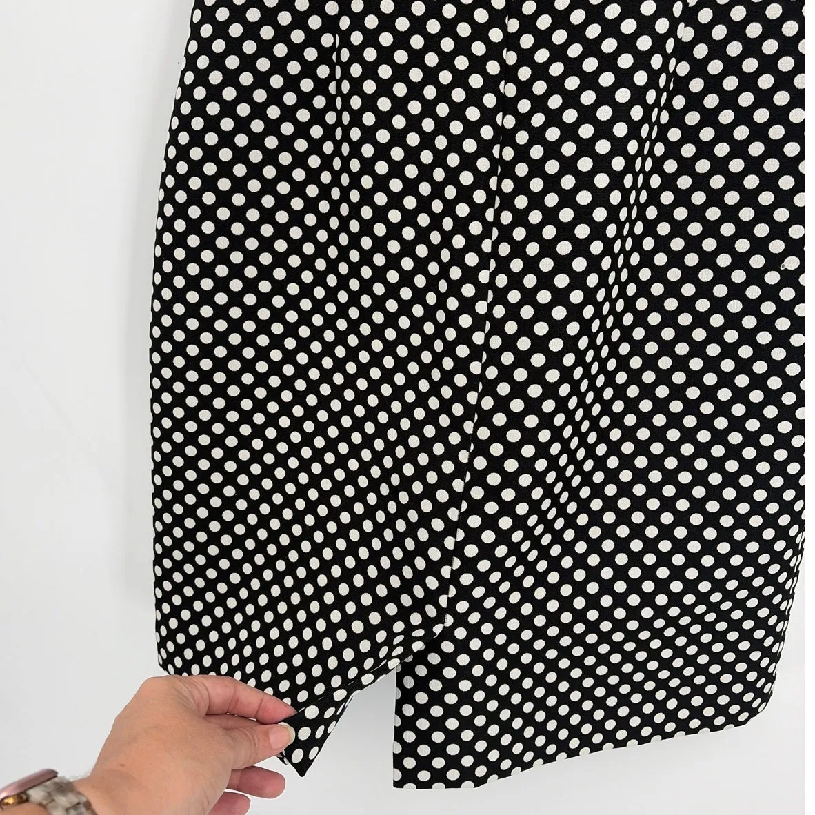 Tahari Arthur S Levine Polka Dot Dress Sz 10 Office Timeless Retro Sheath Career Black - Image 6