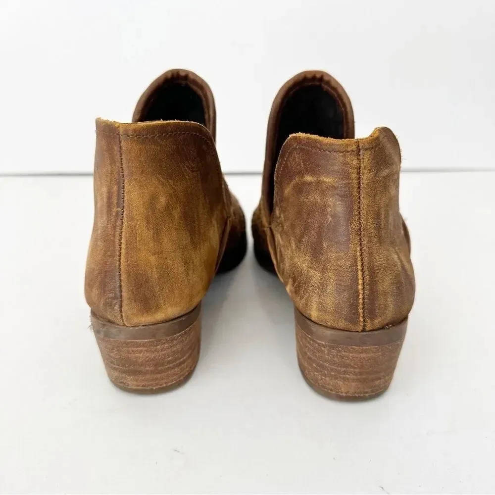 MUSSE & CLOUD Anthro‎ Tan Perforated Leather Bootie Size 7 Festival Boho - Image 5