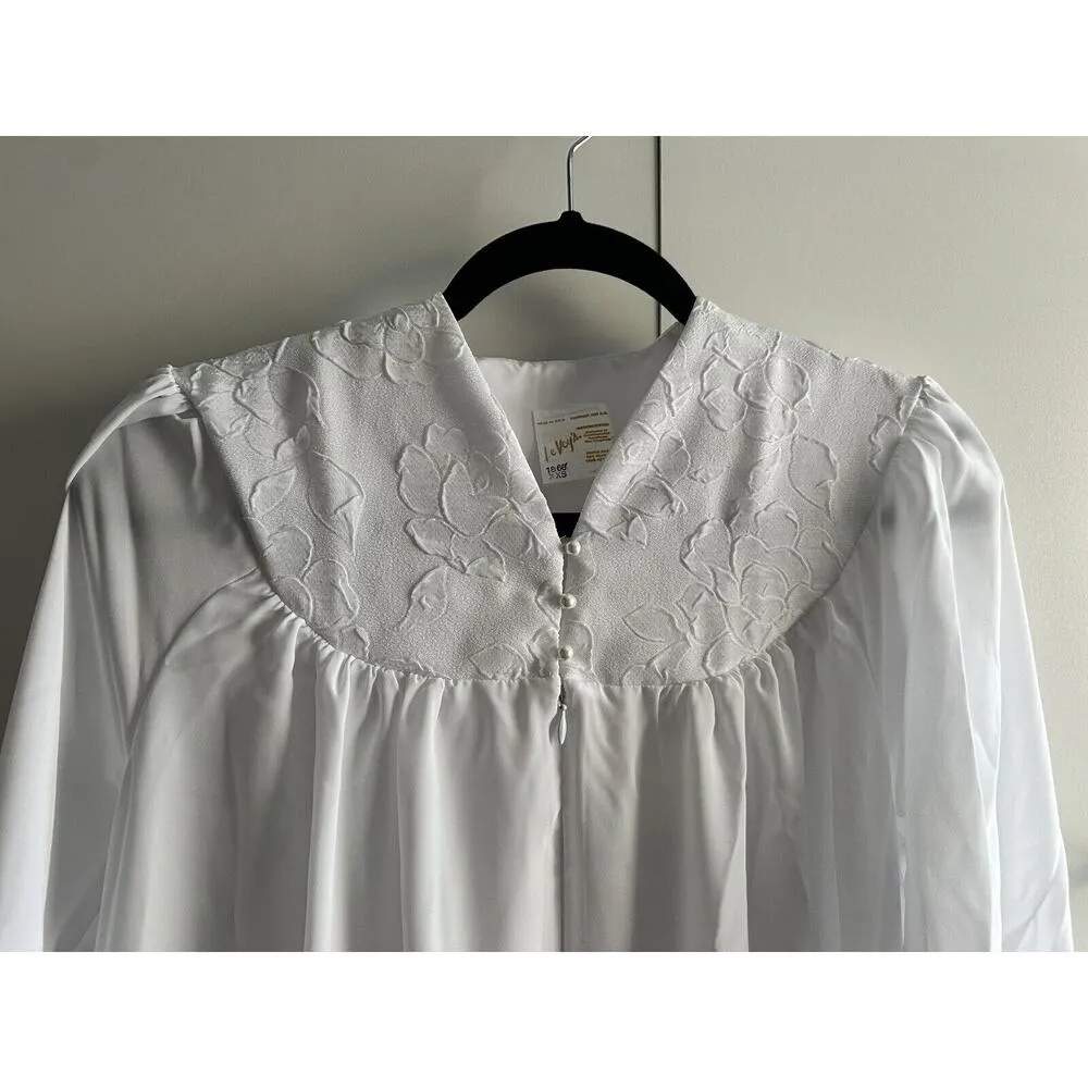 Le Voys Size xs Vintage White Long CHiffon Robe Peignoir Lingerie Nightgown - Image 4