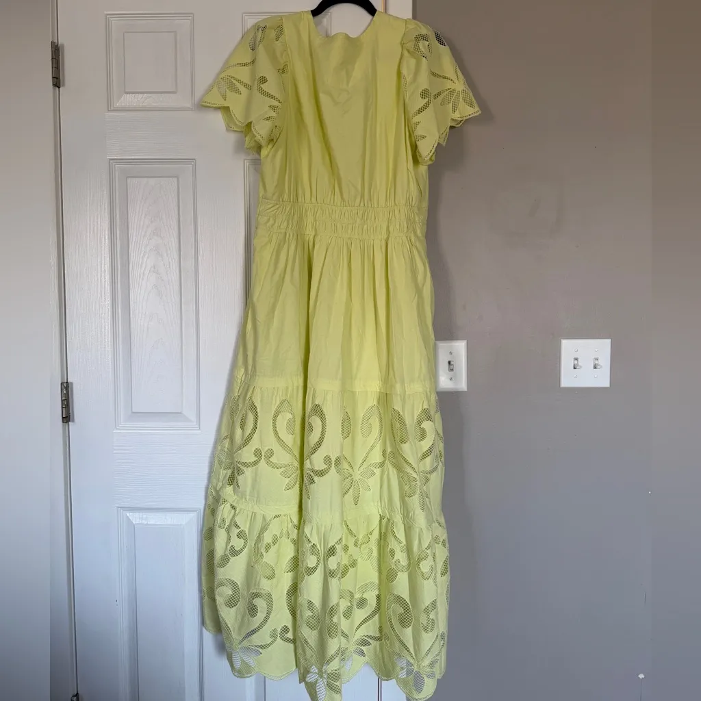 Anthropologie Somerset Maxi Dress Cutwork Edition Citron Lime Green Summer - Image 10