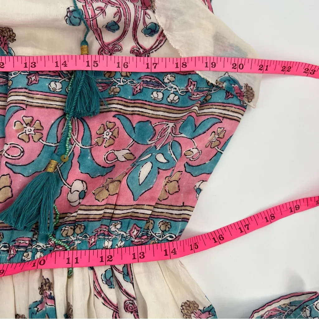 Bell by Alicia Bell Riley Silk Cotton Tapestry Maxi Dress Sz L Blue Size L - Image 5