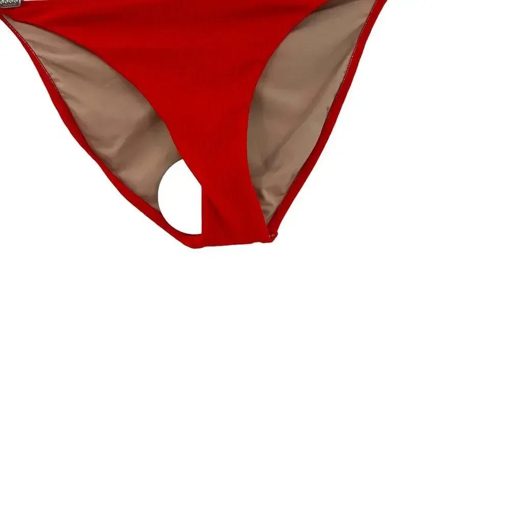 PilyQ Athena Full Coverage Bikini Bottoms‎ Swim Red Size Medium - Image 6
