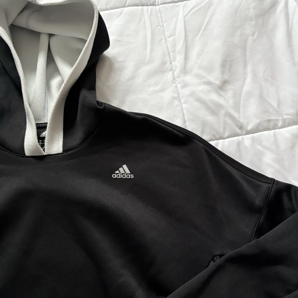 Adidas Womens Size XL Hoodie Sweatshirt Black Fleece Climawarm Hooded - Image 2
