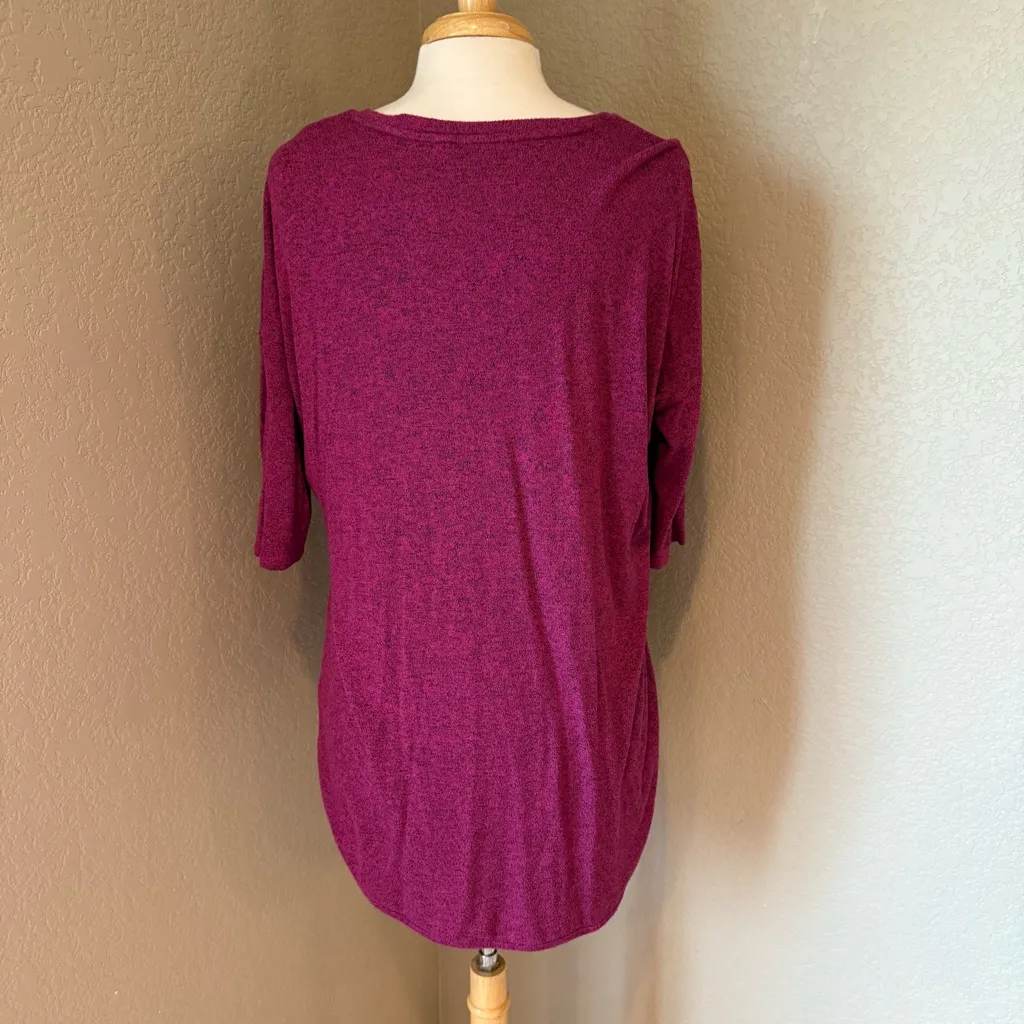 Express V-Neck Purple Knit Top Large - Image 2
