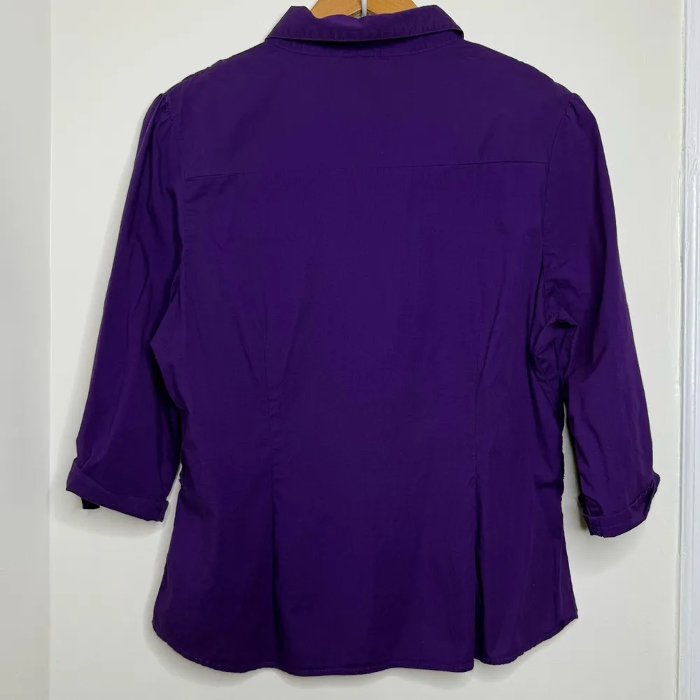 Y2K Apple Bottoms Fitted Blouse Top Purple Gold Women’s Size Large 3/4 Sleeves - Image 6