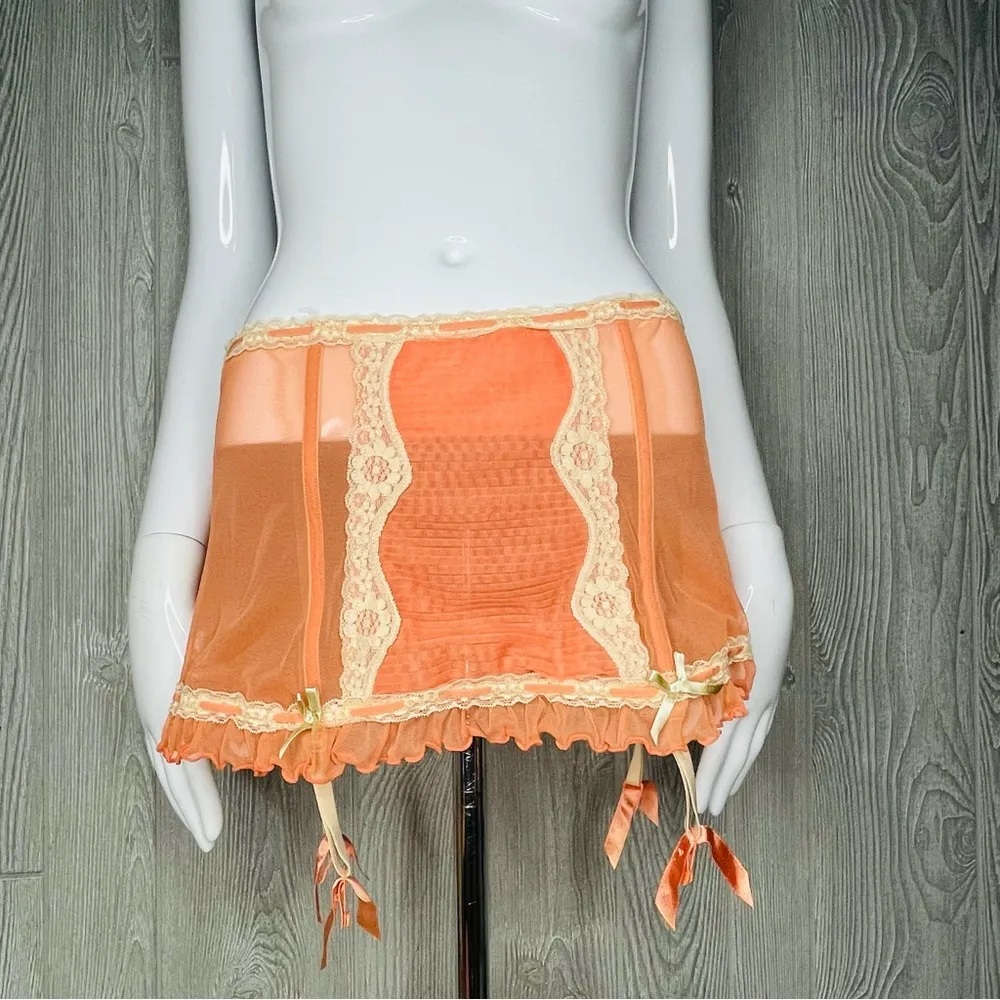 Fredrick’s of Hollywood lace sheer lingerie skirt adjustable corset closure xl - Image 6