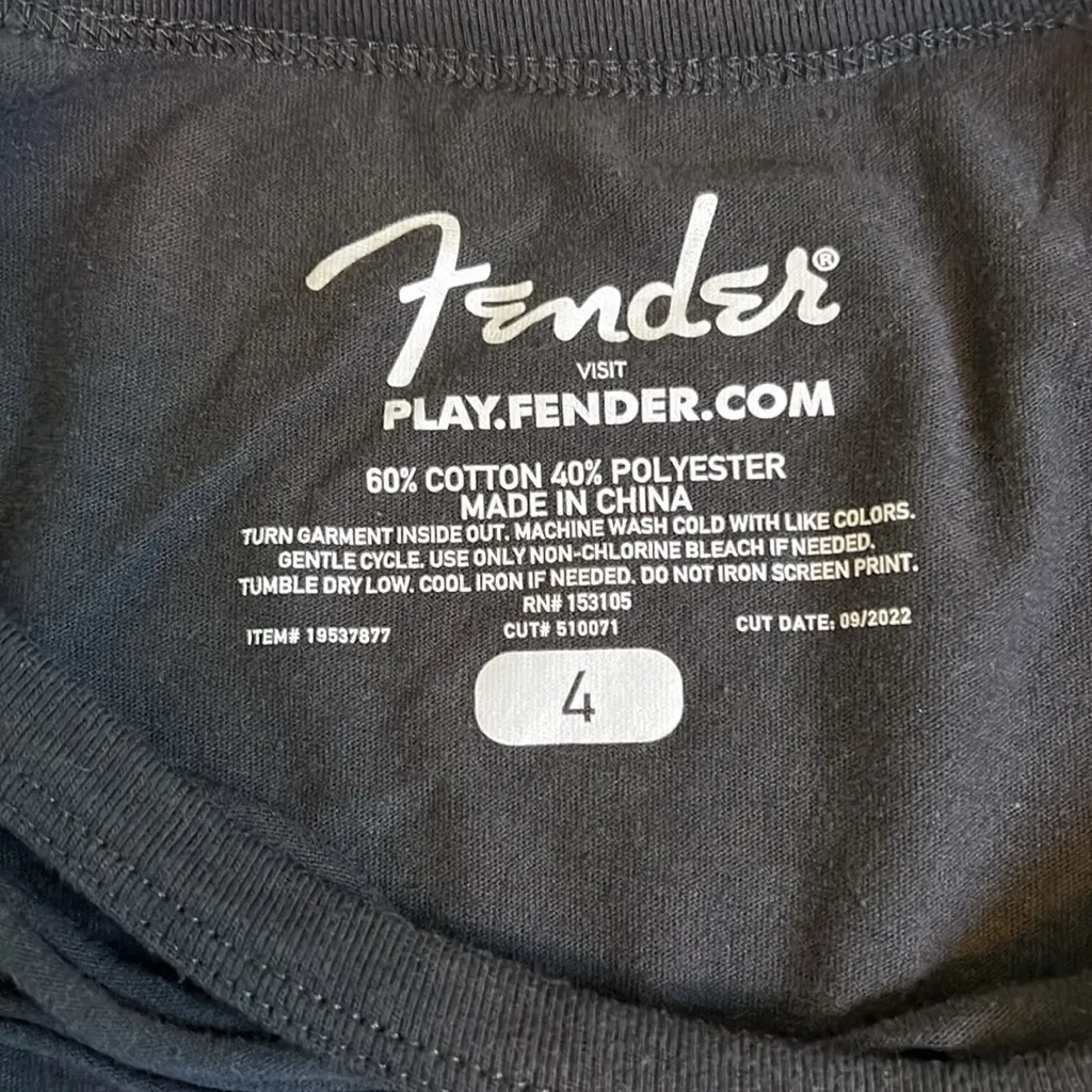 Fender Distressed Short Sleeve Graphic TShirt Size 3XL Black - Image 6