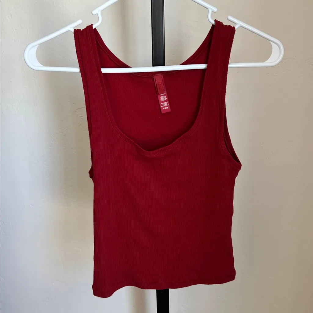 Skims Cotton Rib Tank Red Large - Image 3