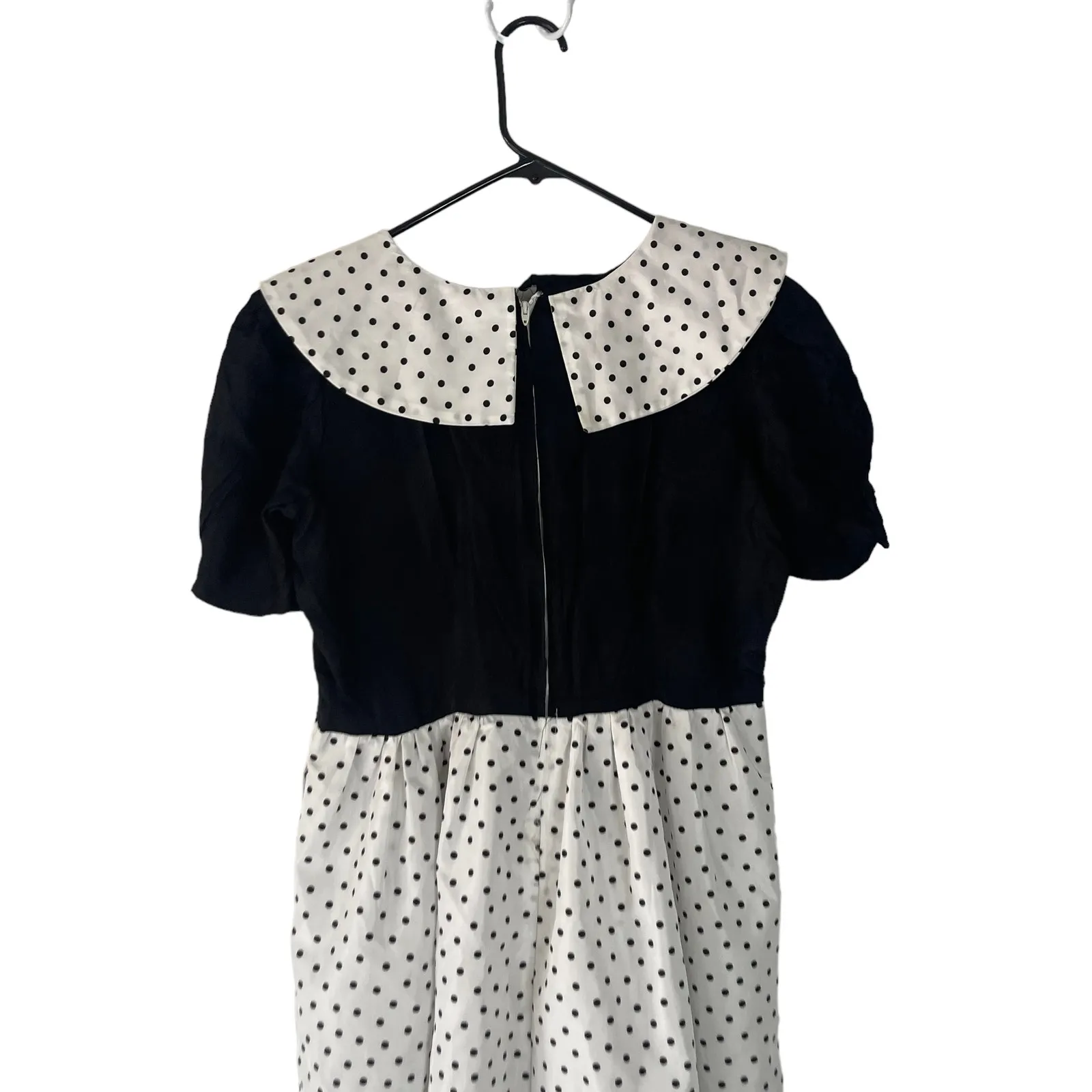 Halloween Women's Size Medium Pin Up Black White‎ Polka Dot Costume Dress White - Image 5