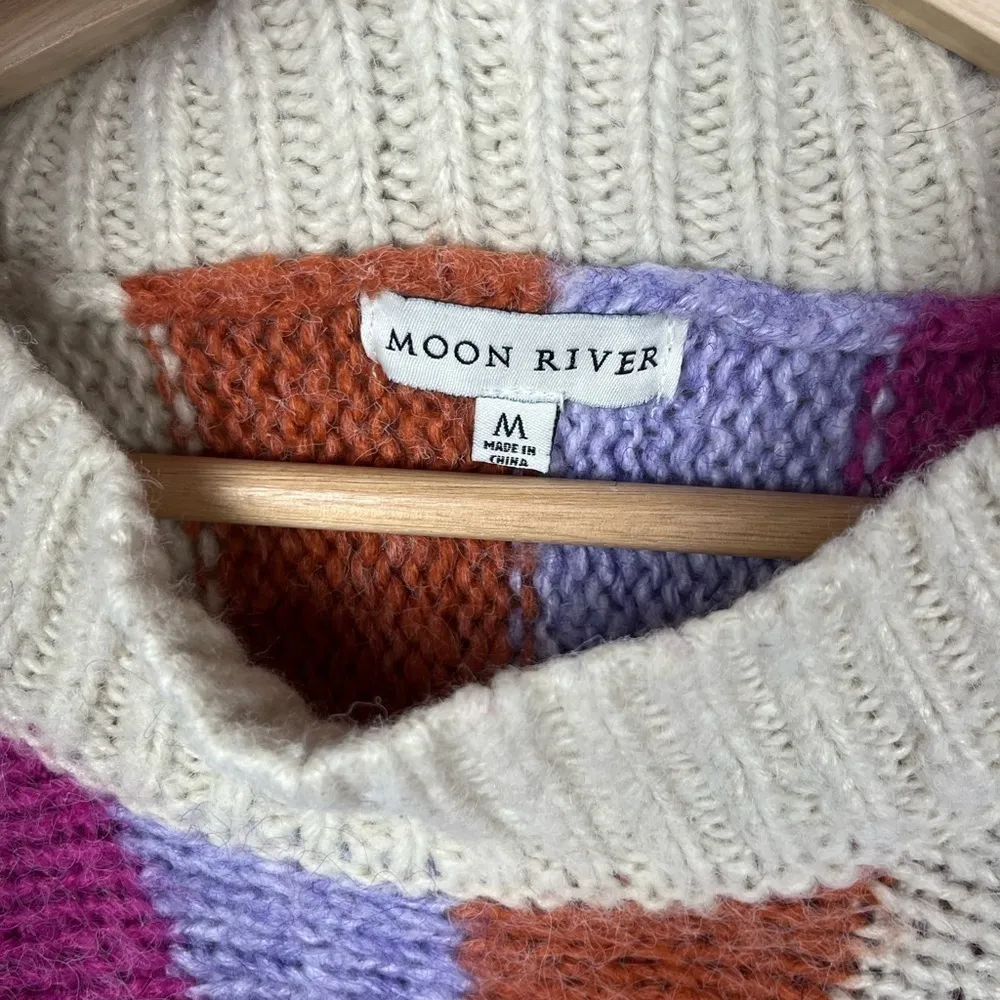 ASOS Moon River Pink & Violet Striped Pullover Hi Low Sweater M - Image 4