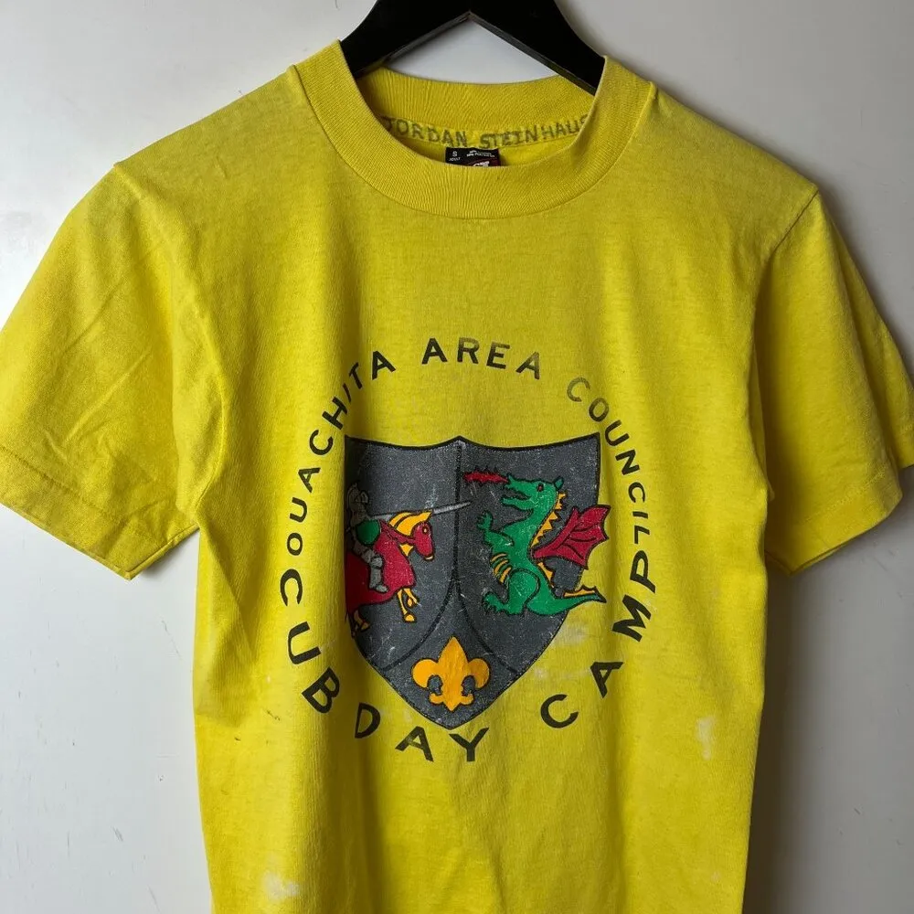 Vintage 90s Cub Day Camp T Shirt Yellow Small S USA Single Stitch Graphic - Image 14