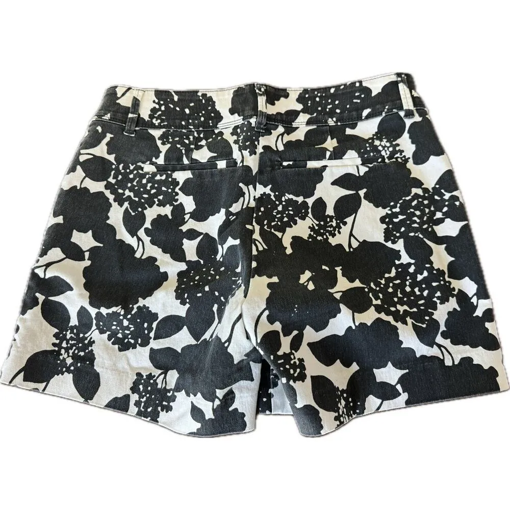 The Limited Women’s Size 6 Black White Floral Shorts Cotton Poly Spandex READ - Image 2